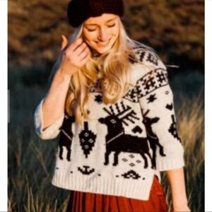 H & M reindeer 4/3 sleeve Alpaca Blend sweater XS